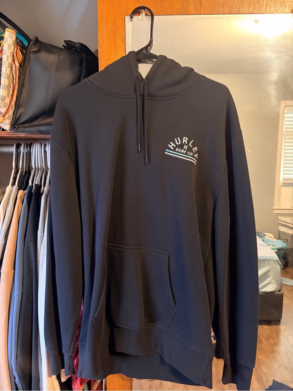 Hurley Black Pullover Hoodie with Small White Logo